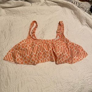 Coral and White Bikini Top